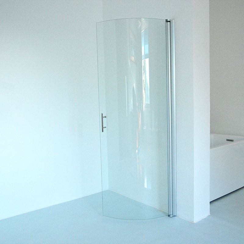 J-shape curved tempered shower glass - Apis Glass